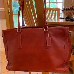 Coach Red leather tote/briefcase. Vintage.